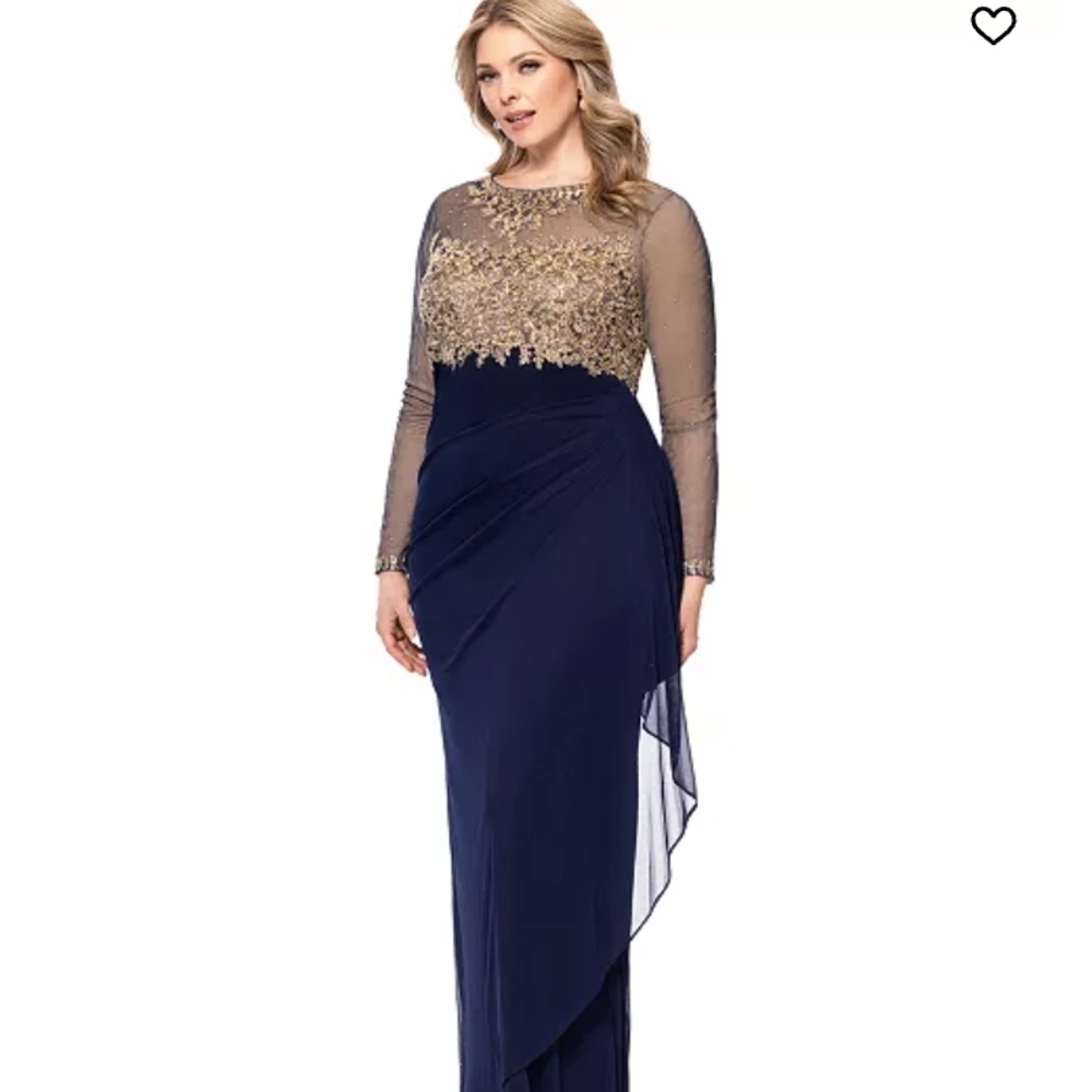 XSCAPE Gold and Blue Dress